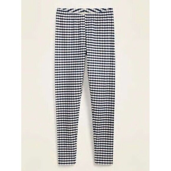 Old Navy Mid-Rise Leggings Pants Stretch Cotton Black White Checkered NEW XS - Picture 1 of 16